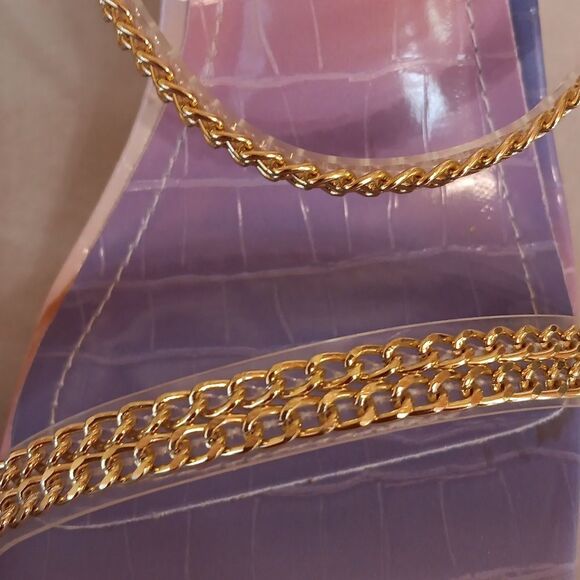 NEW. Cape Robbin Enya Elegant Gold Heel Stilettos With Chain Strap Heels - Picture 10 of 11